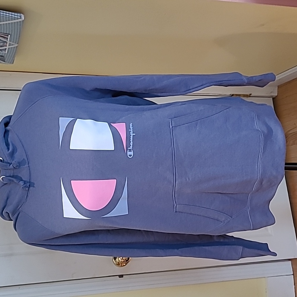 Women's blue Champion sweatshirt. Size L. With hood